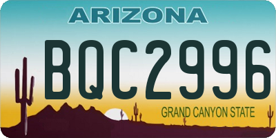 AZ license plate BQC2996