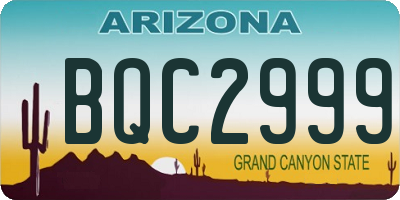 AZ license plate BQC2999