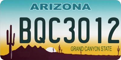 AZ license plate BQC3012