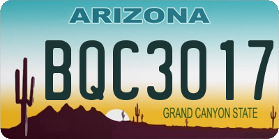 AZ license plate BQC3017