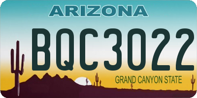 AZ license plate BQC3022