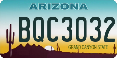 AZ license plate BQC3032