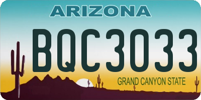 AZ license plate BQC3033