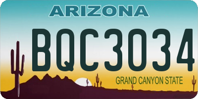 AZ license plate BQC3034