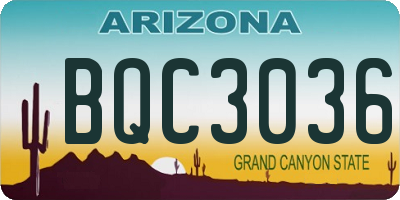 AZ license plate BQC3036