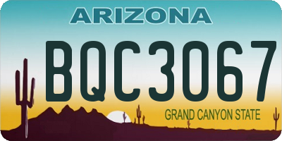 AZ license plate BQC3067