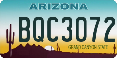 AZ license plate BQC3072