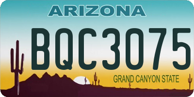 AZ license plate BQC3075