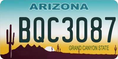 AZ license plate BQC3087