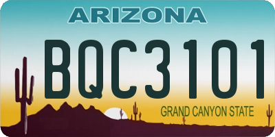AZ license plate BQC3101