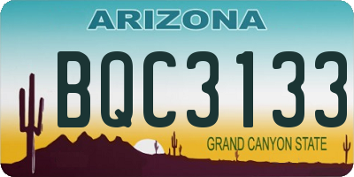 AZ license plate BQC3133