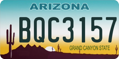 AZ license plate BQC3157