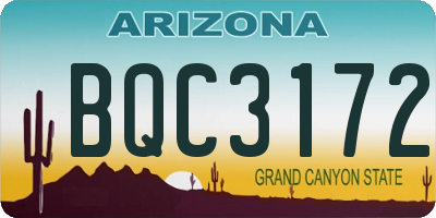 AZ license plate BQC3172