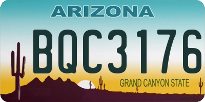 AZ license plate BQC3176