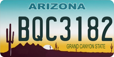 AZ license plate BQC3182