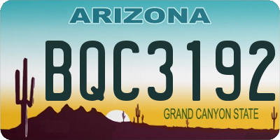 AZ license plate BQC3192