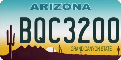 AZ license plate BQC3200