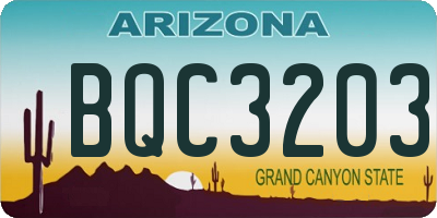 AZ license plate BQC3203