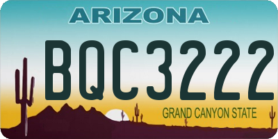 AZ license plate BQC3222
