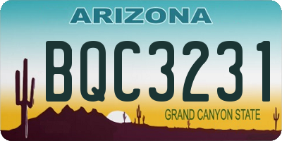 AZ license plate BQC3231