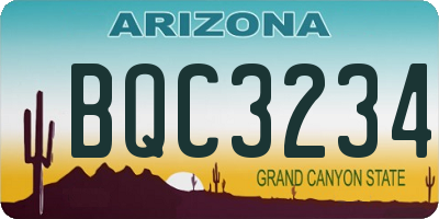 AZ license plate BQC3234