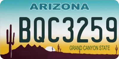 AZ license plate BQC3259