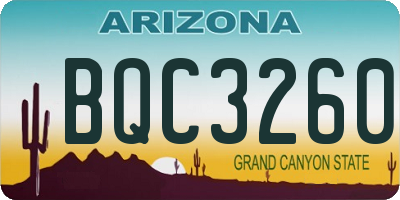 AZ license plate BQC3260
