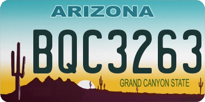 AZ license plate BQC3263