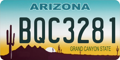 AZ license plate BQC3281