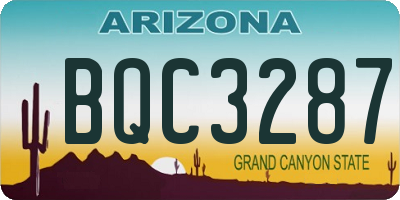 AZ license plate BQC3287