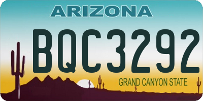 AZ license plate BQC3292