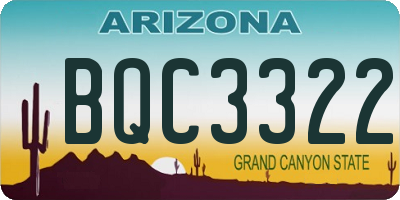 AZ license plate BQC3322