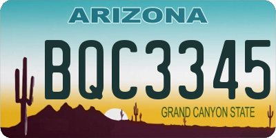 AZ license plate BQC3345