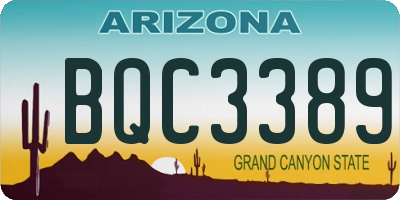 AZ license plate BQC3389