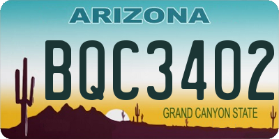 AZ license plate BQC3402