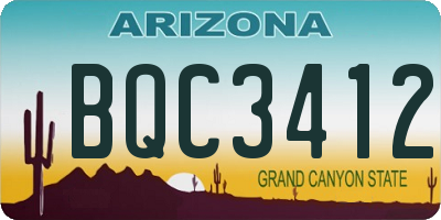 AZ license plate BQC3412