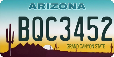 AZ license plate BQC3452