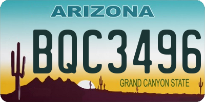 AZ license plate BQC3496