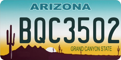 AZ license plate BQC3502