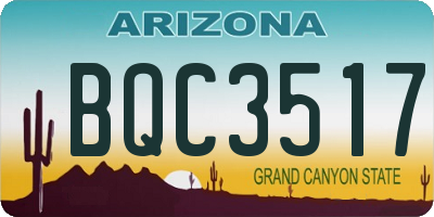 AZ license plate BQC3517