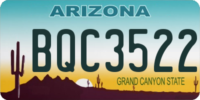 AZ license plate BQC3522