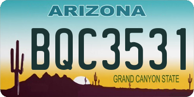 AZ license plate BQC3531