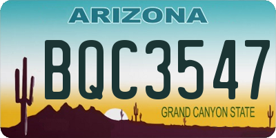 AZ license plate BQC3547