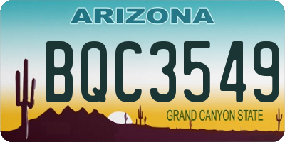 AZ license plate BQC3549