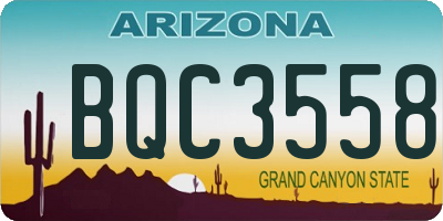 AZ license plate BQC3558