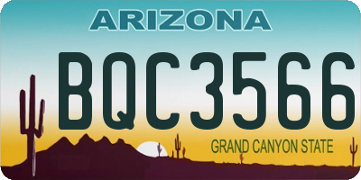 AZ license plate BQC3566