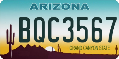 AZ license plate BQC3567