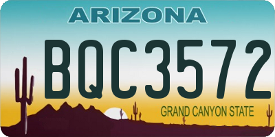 AZ license plate BQC3572