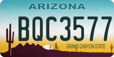 AZ license plate BQC3577