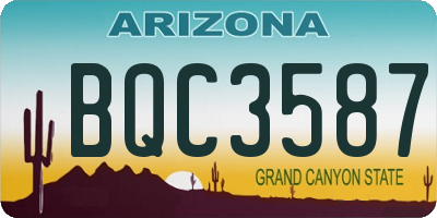 AZ license plate BQC3587